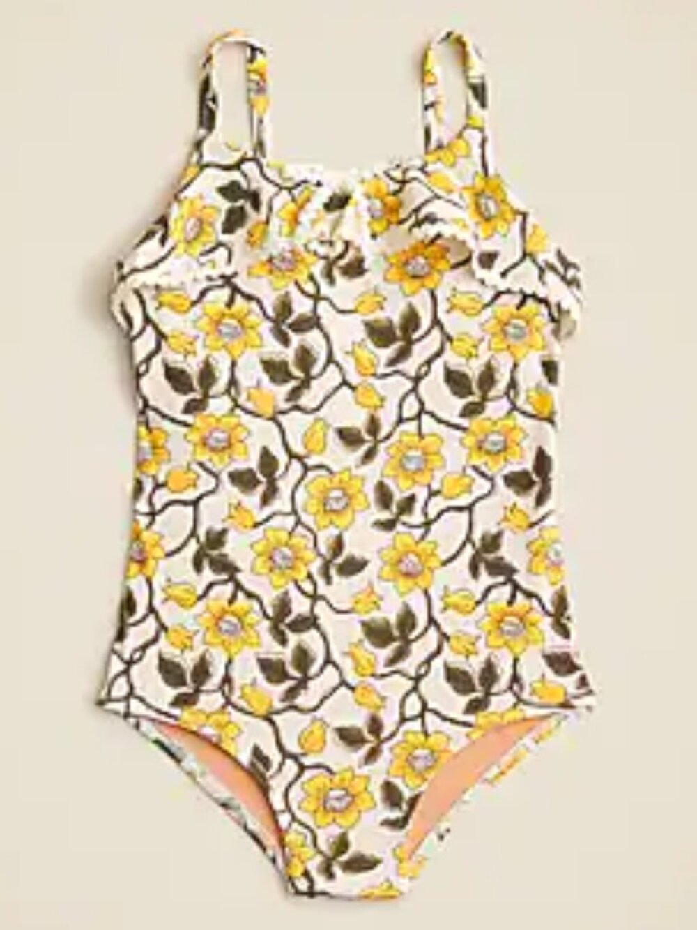 J. Crew Girls' Yellow Floral Rickrack One-Piece Swimsuit/NWT/3